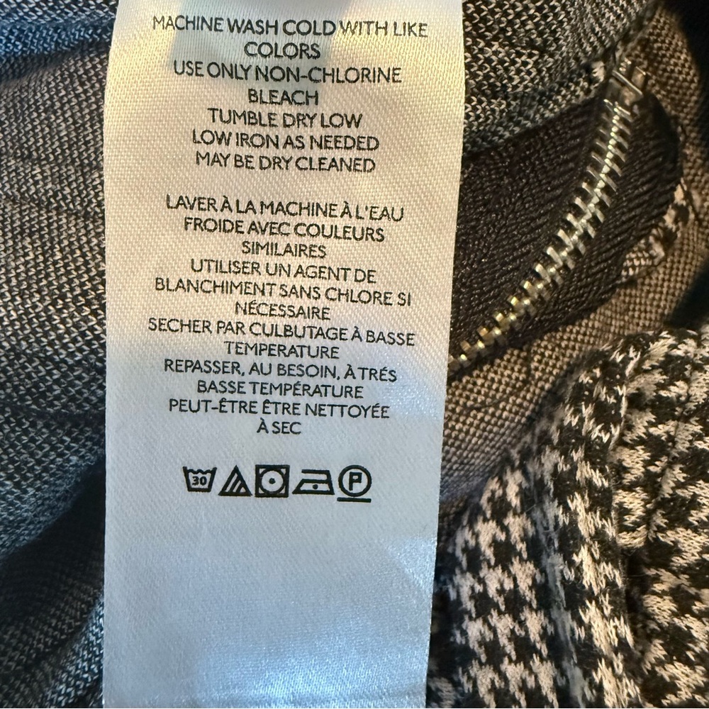 Free People Houndstooth Cropped Tank Top Black White Tie Straps Zip XS - Picture 5 of 7